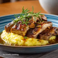 Chuletas de Cerdo con Ajo y Mantequilla y Pur&eacute; Sua Jugosidad Garantizada