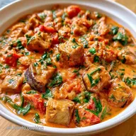Vibrante Curry de Berenjena Tomate y Espinacas