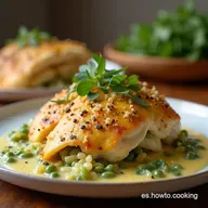 Pollo al Horno con Espinaca y Champi&ntilde;ones Jugoso
