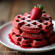 Waffles Red Velvet Receta F&aacute;cil para Desayunos de Fiesta