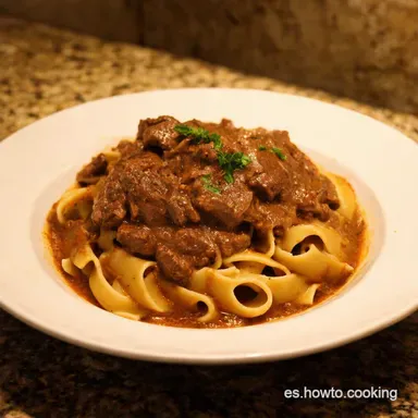 Beef Stroganoff Cremoso Receta Casera M&aacute;s F&aacute;cil Tarjeta de receta