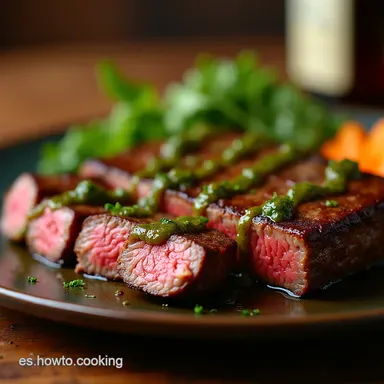 Recetas de Bistec de Res Jugoso Sellado Perfecto y Chimichurri Vibrante Tarjeta de receta