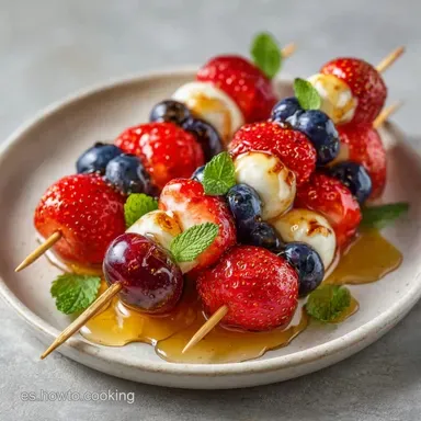 Brochetas Fruta y Queso en 10 Minutos Tarjeta de receta