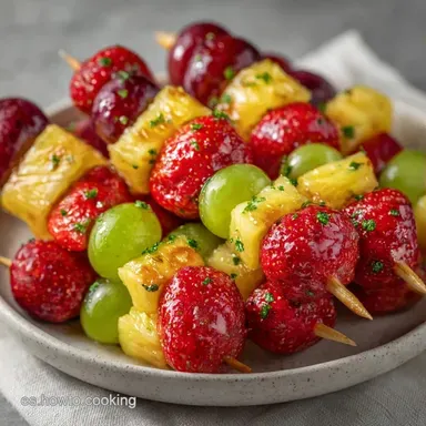 Brochetas de Fruta R&aacute;pidas y Saludables Tarjeta de receta