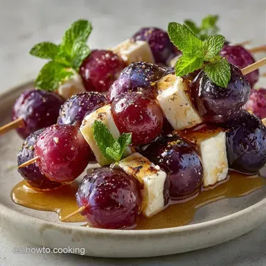 Brochetas Queso Uvas en 10 Minutos Tarjeta de receta