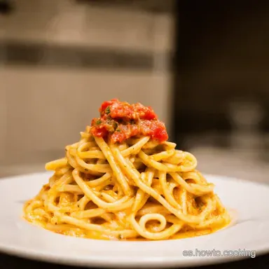 Salsa Carbonara con Nata Mi Secreto Cremoso y Espa&ntilde;ol Tarjeta de receta