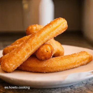 Churros con Chocolate Caseros Receta Dulce Crujiente Tarjeta de receta