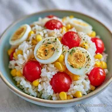 Ensalada De Arroz Con Huevo Cocido para 4 Tarjeta de receta