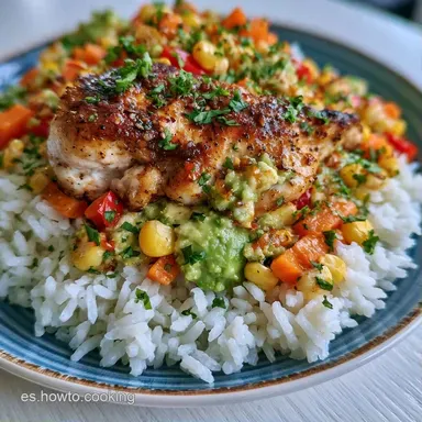 Ensalada De Arroz Con Pollo Con Aguacate Tarjeta de receta