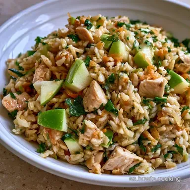 Ensalada de Arroz Pollo y Manzana Cremosa Tarjeta de receta