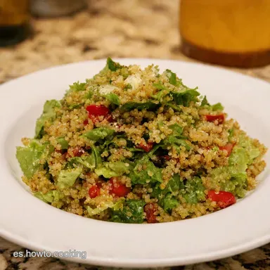 Cena Ligera Ensalada Mediterr&aacute;nea con Quinoa Deliciosa Tarjeta de receta