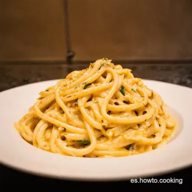 Espagueti Carbonara Aut&eacute;ntico Receta Italiana Sin Nata Tarjeta de receta