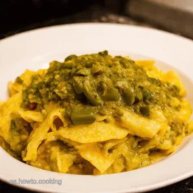 Espagueti con Salsa de Poblano Receta Cremosa y F&aacute;cil Tarjeta de receta