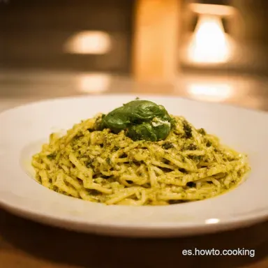 Espaguetis al Pesto Genov&eacute;s Un Viaje a Italia en tu Plato Tarjeta de receta