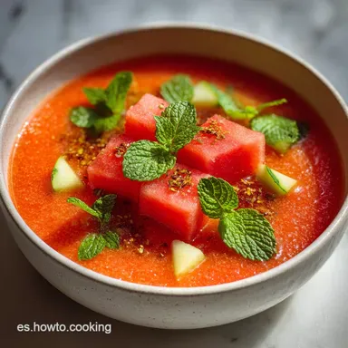 Gazpacho de Sand&iacute;a F&aacute;cil en 15 Minutos: Receta Refrescante Tarjeta de receta