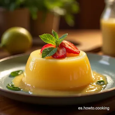 Gelatina de Horchata Cremosa con Salsa Fresca de Fresa al Lim&oacute;n Tarjeta de receta