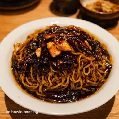 Jajangmyeon Casero Como en Corea Tarjeta de receta