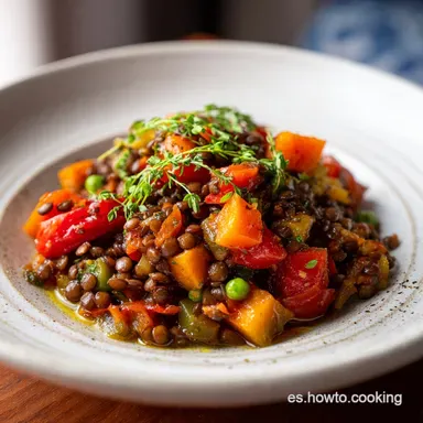 Receta de Lentejas con Verduras Estofadas para 4 Tarjeta de receta