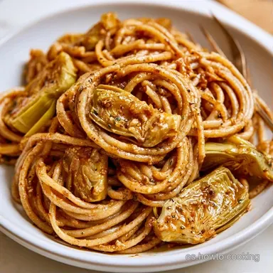 Pasta con Alcachofas en 35 Minutos Tarjeta de receta