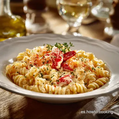 Pasta Cremosa con Langostinos Lista en 35 min con salsa aterciopelada Tarjeta de receta