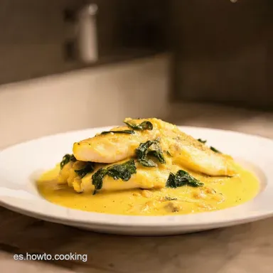 Pescado con Espinacas y Queso Receta F&aacute;cil y Deliciosa Tarjeta de receta