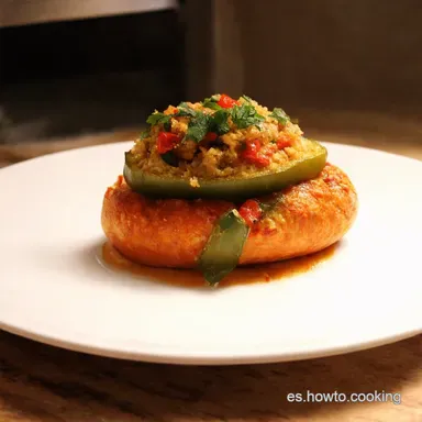 Cenas Rapidas con Sabor: Pimientos Rellenos &iexcl;En 10 Minutos! Tarjeta de receta