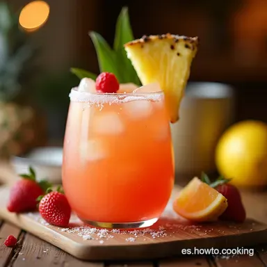 Pi&ntilde;a Colada Rosada de Ensue&ntilde;o Receta F&aacute;cil de Verano Tarjeta de receta