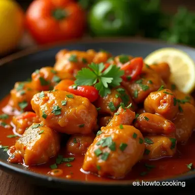 Receta de Pollo a la Naranja F&aacute;cil y Crujiente Salsa Brillante Casera Tarjeta de receta