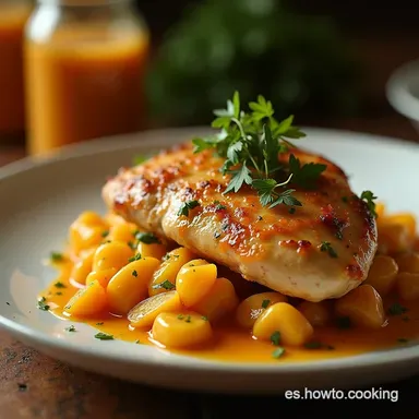 Pollo con Crema de Almendras Receta Elegante y Casera Tarjeta de receta