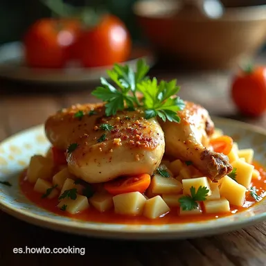 Pollo a la Jardinera Receta F&aacute;cil y Casera con Salsa de Tomate Tarjeta de receta