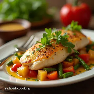 Pollo Glaseado con Miel y Mostaza con Verduras Asa Cena F&aacute;cil Tarjeta de receta