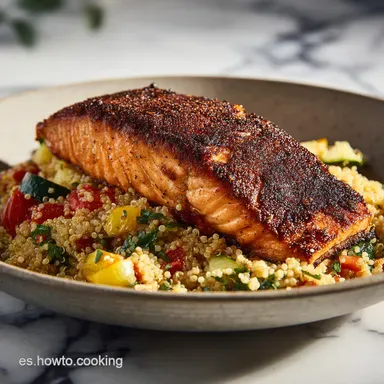 Recetas Cenas Saludables Salm&oacute;n y Quinoa en 30 Min Tarjeta de receta