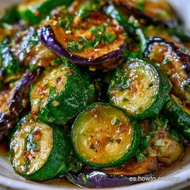 Salteado Calabac&iacute;n Berenjena Para 4 Tarjeta de receta