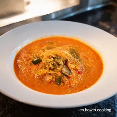 Sopa Azteca a los Tres Chiles Un Fest&iacute;n Caliente Tarjeta de receta