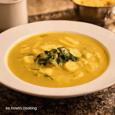 Sopa de Papa y Espinaca F&aacute;cil Receta Casera Reconfortante Tarjeta de receta