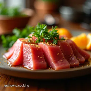 Delicioso Tataki de At&uacute;n Rojo Receta de Restaurante en Casa Tarjeta de receta