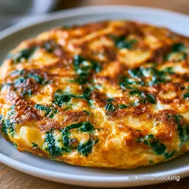 Tortilla Patatas Espinacas en 35 Minutos Tarjeta de receta