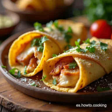 Wraps de Pollo Crujiente con Queso y Ajo Cena R&aacute;pida y Sabrosa Tarjeta de receta