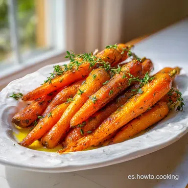 La Mejor Receta de Zanahorias Asadas al Horno con Especias (4 Porciones) Tarjeta de receta