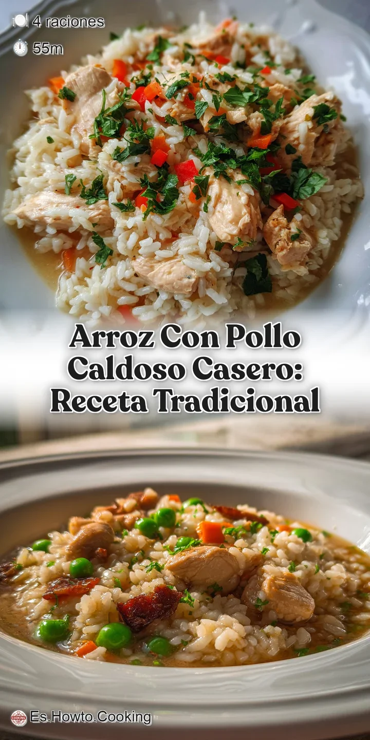 Close-up of glistening, moist rice with visible chicken and vegetable pieces, showcasing the rich texture and appetizing s...