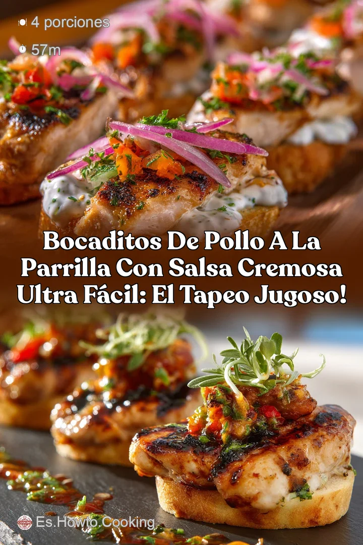 Bocaditos de pollo a la parrilla con salsa cremosa ultra f&aacute;cil: El tapeo jugoso!