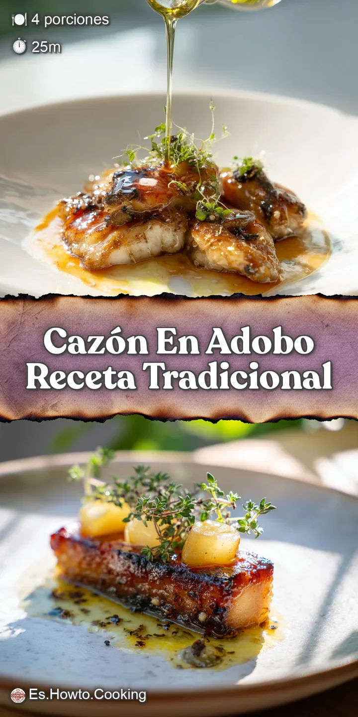 Close-up reveals tender, moist fish bathed in a rich, reddish-brown adobo sauce, showcasing its irresistible, flavorful ap...