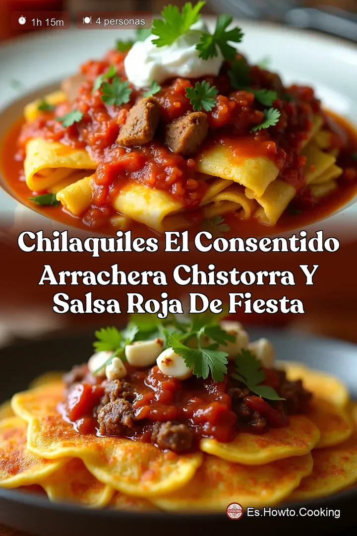 Chilaquiles El Consentido Arrachera Chistorra y Salsa Roja de Fiesta