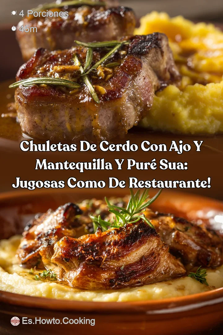 Chuletas de Cerdo con Ajo y Mantequilla y Pur&eacute; Sua: Jugosas como de Restaurante!