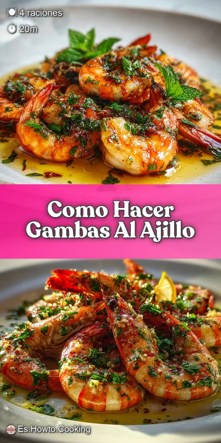 Close-up of plump, pink shrimp swimming in a pool of fragrant, golden-hued garlic oil, brightened with red chili flakes.