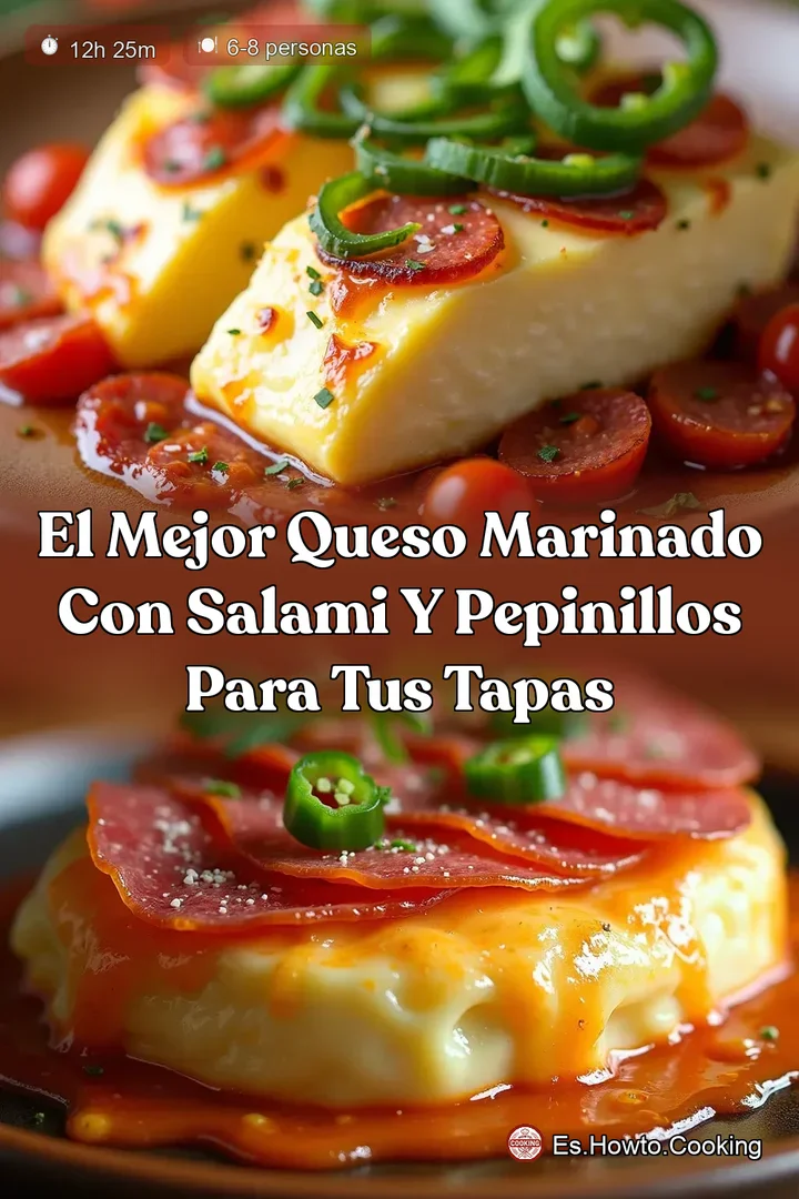 El Mejor Queso Marinado con Salami y Pepinillos para tus Tapas