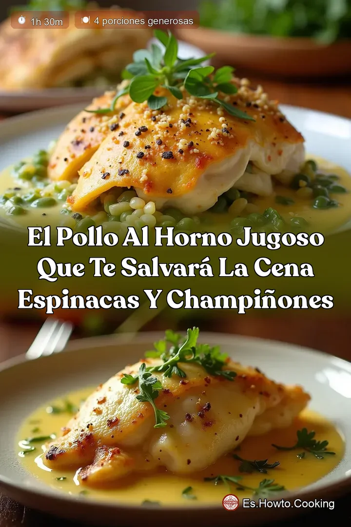 El Pollo al Horno Jugoso que te salvar&aacute; la cena Espinacas y Champi&ntilde;ones