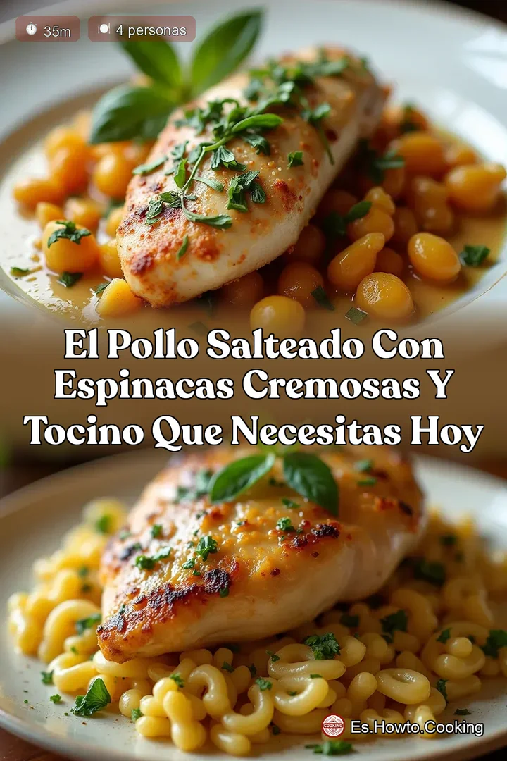 El Pollo Salteado con Espinacas Cremosas y Tocino que Necesitas Hoy