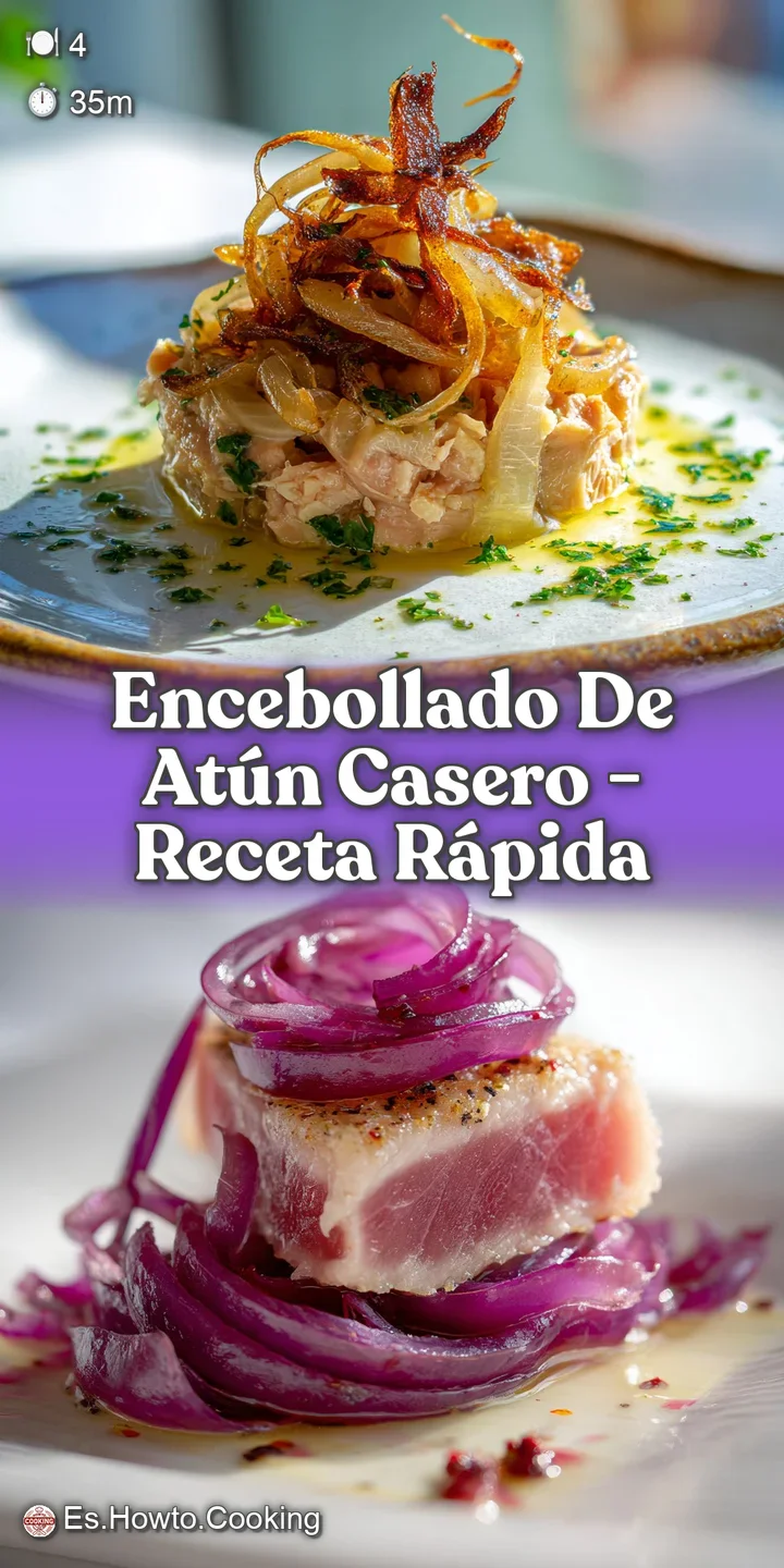 Close-up of Encebollado. The rich, oily sheen of the broth coats tender tuna and translucent onions. Lime wedge hints at z...