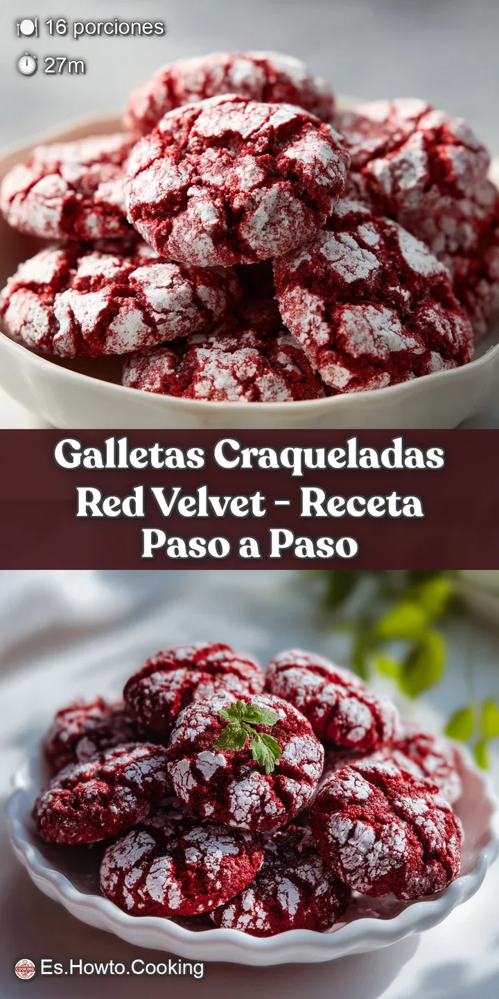 Close-up of a deep red, powdery cookie with a satisfyingly crinkled surface, revealing a soft, dark interior.